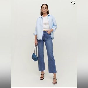 Reformation Mariah cut off waistband straight leg jeans